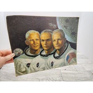 Vintage Apollo Astronauts Print Board Retro Space Wall Art Midcentury NASA 11x14